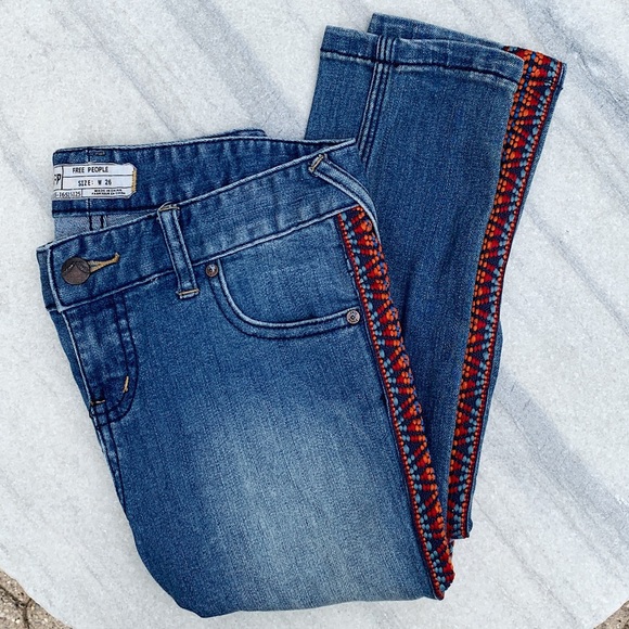 Free People Embroidered Side Jeans - Picture 1 of 6